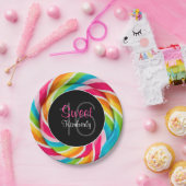 Snoep met kleurcode Sweet Sixteen Birthday Party Papieren Bordje (Feest)