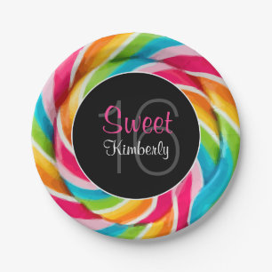 Snoep met kleurcode Sweet Sixteen Birthday Party Papieren Bordje