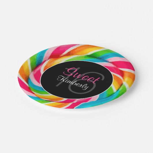 Snoep met kleurcode Sweet Sixteen Birthday Party Papieren Bordje (Gekanteld)