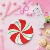 Snoep met rode en groene peppermint-Borden voor ke Papieren Bordje (Feest)