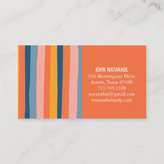 Snoep minimalistische strepen handgemaakt Sinaasap Visitekaartje (Achterkant)