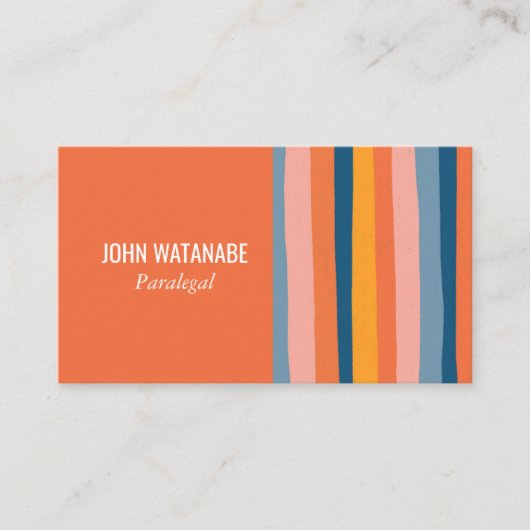 Snoep minimalistische strepen handgemaakt Sinaasap Visitekaartje (Voorkant)