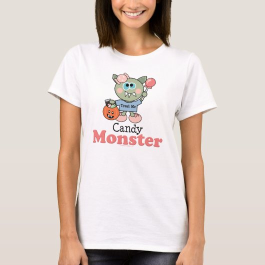 Snoep Monster Halloween Ringer T shirt (Voorkant)
