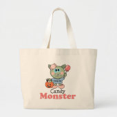 Snoep Monster Halloween Trick or treat Bag Grote Tote Bag (Voorkant)