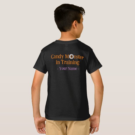 "Snoep Monster in Training" Kinderen Halloween T-shirt (Achterkant volledig)