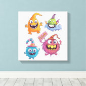 Snoep Monster Parade Canvas Afdruk (Insitu (Houten vloer))