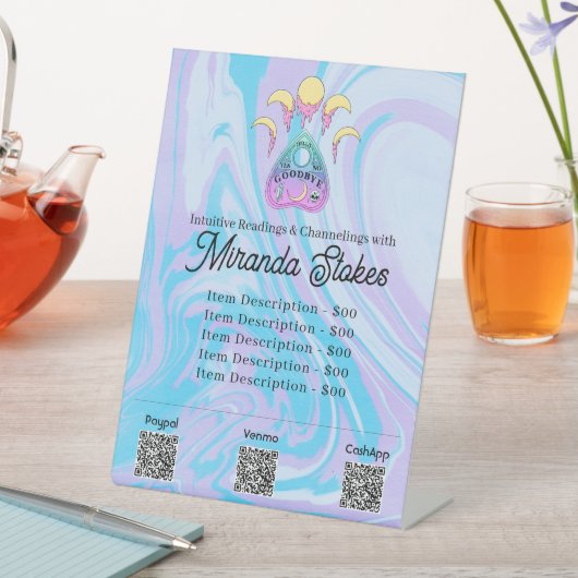 Snoep Moon & Planchette Tarot Reader prijslijst Reclamebord Met Voetstuk (Insitu)