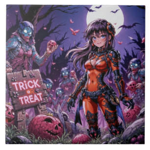 Snoep of een grap Halloween zombies die hersenen u Tegeltje