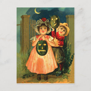 Snoep of een grap op Halloweenavond Briefkaart