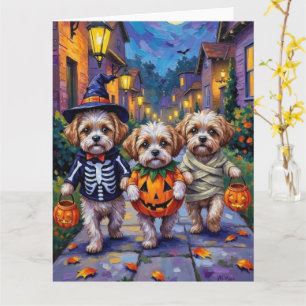 Snoep of een gruwel Shih Tzu Honden Halloween Kost Kaart