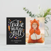 Snoep of een Leuke Behandeling Halloween Fotokaart (Staand voorkant)