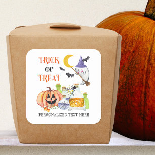 Snoep of een Leuke Streek Halloween Feest Favor Vierkante Sticker