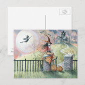 Snoep of een Leven Halloween Ansichtkaart Heks Kat Briefkaart (Voorkant / Achterkant)