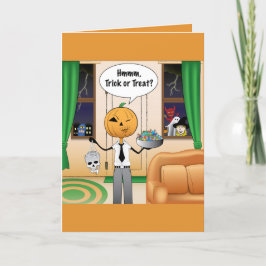 Snoep of een Levensgevaarlijke Pompoen Vader Feestdagen Kaart