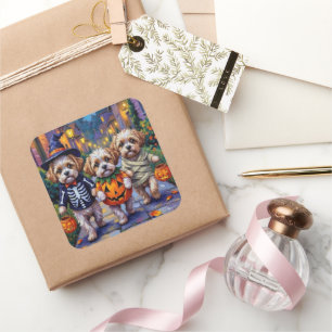 Snoep of een schrik voor Shih Tzu-honden Halloween Vierkante Sticker