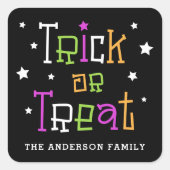 Snoep of een verrassing sterren Gelukkig Halloween Vierkante Sticker (Voorkant)