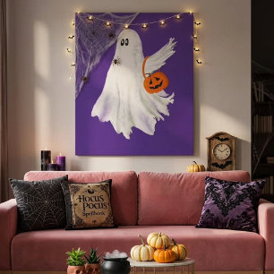 Snoep of Leven Geest Met Pompoen Snoep Emmer Canvas Afdruk