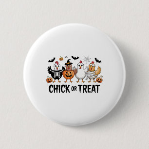 Snoep of Sla Halloween Heks Griezelige Kip  Ronde Button 5,7 Cm