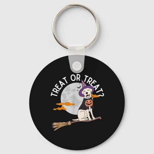 Snoep of Snoep Grappige Hond Halloween Sleutelhanger (Voorkant)