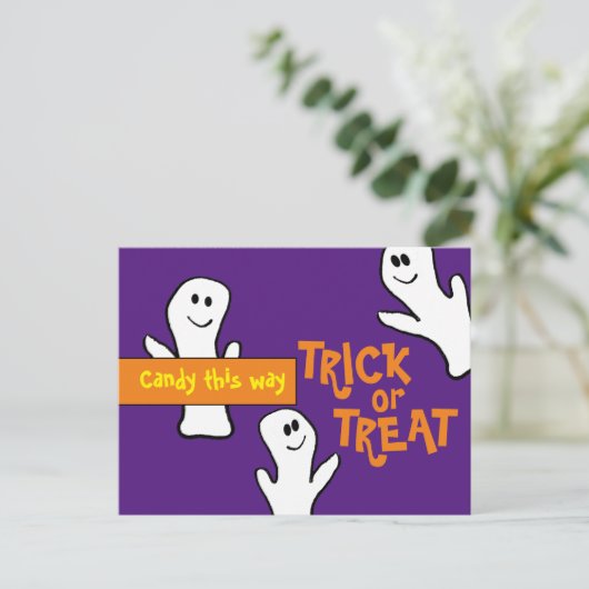 Snoep op deze manier Bunch van Ghosts Halloween Br Briefkaart (Staand voorkant)