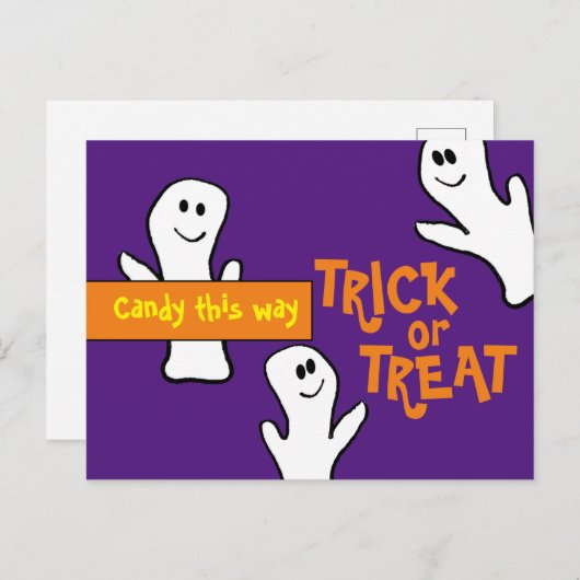 Snoep op deze manier Bunch van Ghosts Halloween Br Briefkaart (Voorkant / Achterkant)