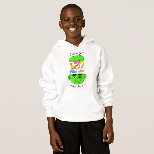 Snoep op het brein Kinder Halloween Hoodie (Voorkant volledig)