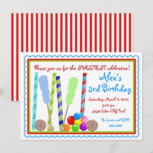 Snoep op zaterdag Uitnodigingen (Voorkant / Achterkant)