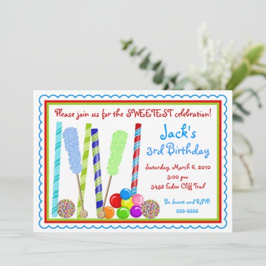 Snoep op zaterdag Uitnodigingen (Staand voorkant)