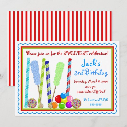 Snoep op zaterdag Uitnodigingen (Voorkant / Achterkant)