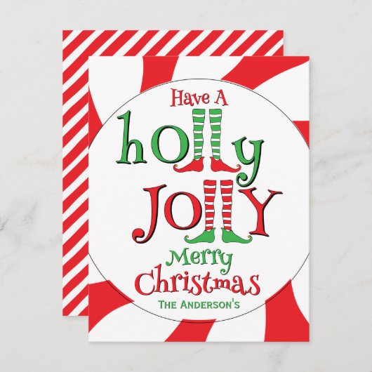 Snoep Overload Elf Holly Jolly Merry Christmas! Feestdagenkaart (Voorkant / Achterkant)