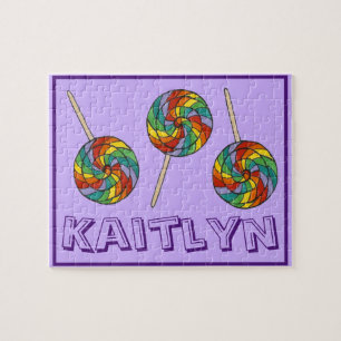 Snoep Paarse regenboog Lollipop Pop Legpuzzel