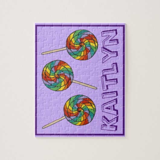 Snoep Paarse regenboog Lollipop Pop Legpuzzel (Verticaal)