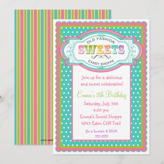  Snoep Parlor Birthday Kaart (Voorkant / Achterkant)