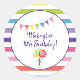 Snoep Party Sweet Shop Verjaardagsfeestje Rainbow Ronde Sticker