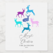 Snoep Pastel Rendieren Kerst Wijn Etiket (Enkel label)