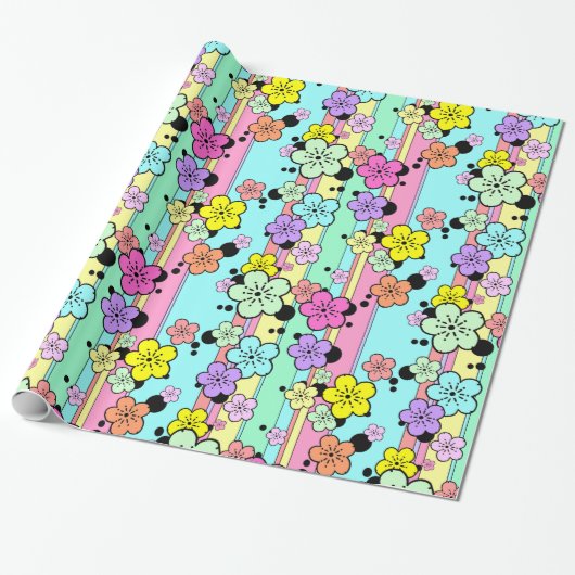 Snoep Pastel Sakura cherry blossom gift Cadeaupapier (Uitgerold)