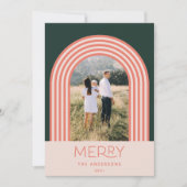 Snoep pastelroze stripe regenboog 1 foto Kerstmis Feestdagenkaart (Voorkant)