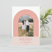 Snoep pastelroze stripe regenboog 1 foto Kerstmis Feestdagenkaart (Staand voorkant)