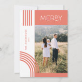 Snoep pastelroze stripe regenboog 1 foto Kerstmis Feestdagenkaart (Voorkant)