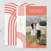 Snoep pastelroze stripe regenboog 1 foto Kerstmis Feestdagenkaart (Voorkant / Achterkant)