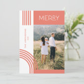 Snoep pastelroze stripe regenboog 1 foto Kerstmis Feestdagenkaart (Staand voorkant)