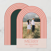 Snoep pastelroze stripe regenboog 1 foto Kerstmis Kaart (Voorkant / Achterkant)