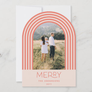 Snoep pastelroze stripe regenboog 1 foto Kerstmis Kaart