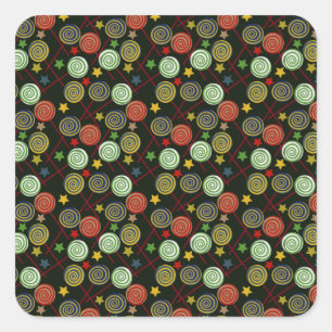 Snoep patroon   Lolbuispatroon   lolly 28 Vierkante Sticker