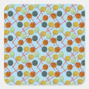 Snoep patroon Lolbuispatroon lolly 5 Vierkante Sticker