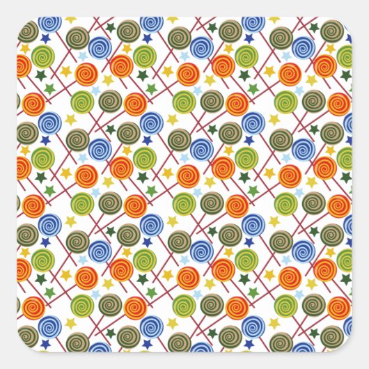 Snoep patroon | Lolbuispatroon | lolly 61 Vierkante Sticker (Voorkant)