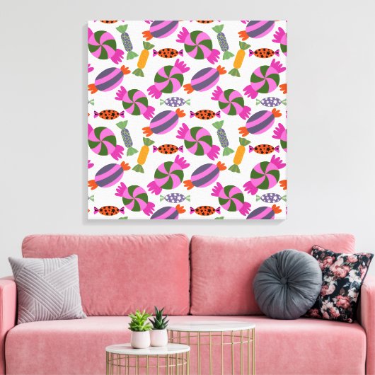 Snoep patroon | Lolbuispatroon | lolly 6 Canvas Afdruk (Insitu (Woonkamer))