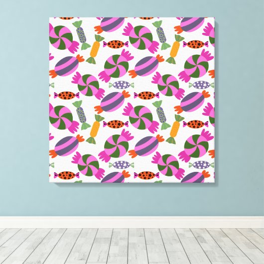 Snoep patroon | Lolbuispatroon | lolly 6 Canvas Afdruk (Insitu (Houten vloer))