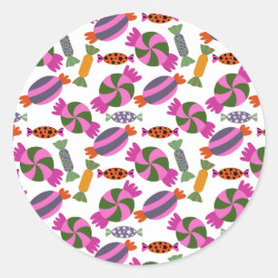 Snoep patroon Lolbuispatroon lolly 6 Ronde Sticker