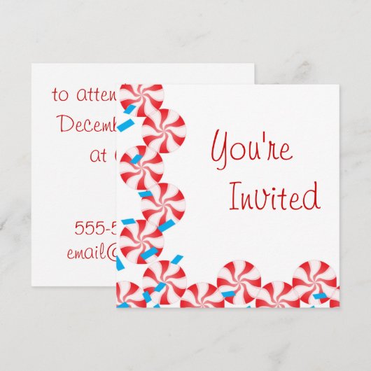 Snoep Peppermint-uitnodiging Kaart (Voorkant / Achterkant)